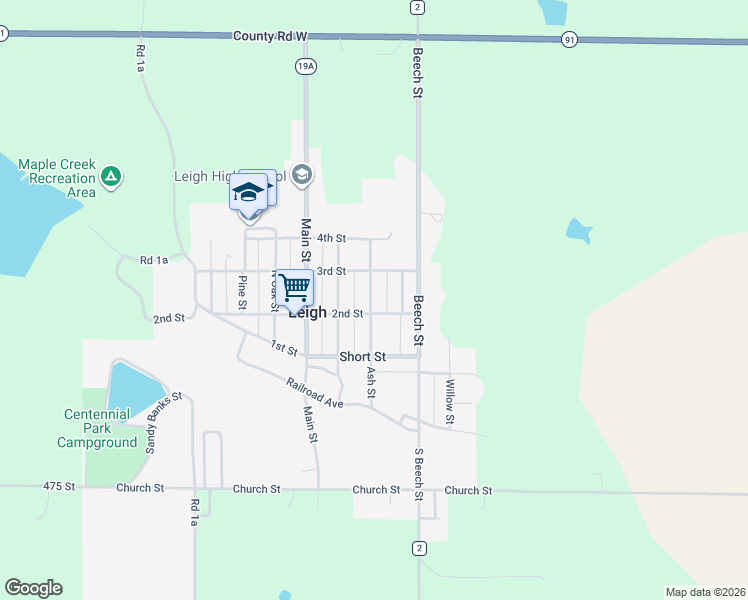 map of restaurants, bars, coffee shops, grocery stores, and more near 219 Maple Street in Leigh