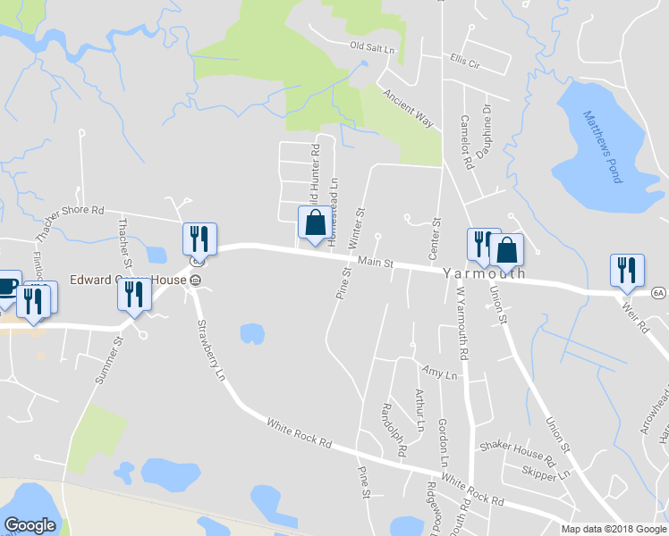 map of restaurants, bars, coffee shops, grocery stores, and more near 371 Massachusetts 6A in Yarmouth