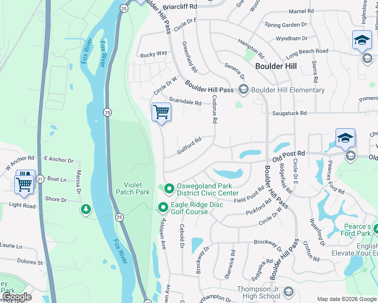 map of restaurants, bars, coffee shops, grocery stores, and more near 26 Guilford Road in Montgomery