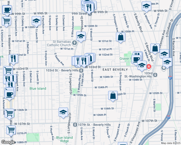 map of restaurants, bars, coffee shops, grocery stores, and more near in Chicago