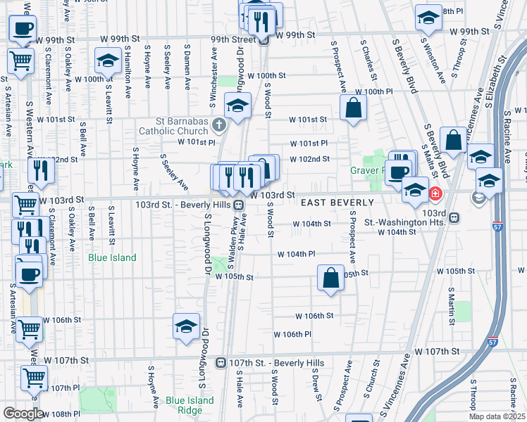 map of restaurants, bars, coffee shops, grocery stores, and more near in Chicago