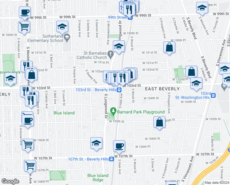map of restaurants, bars, coffee shops, grocery stores, and more near in Chicago