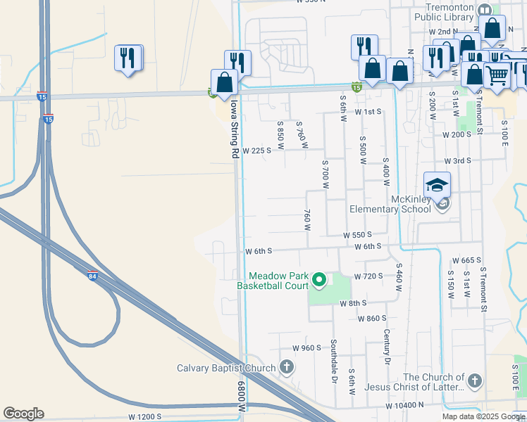 map of restaurants, bars, coffee shops, grocery stores, and more near 888 460 South in Tremonton