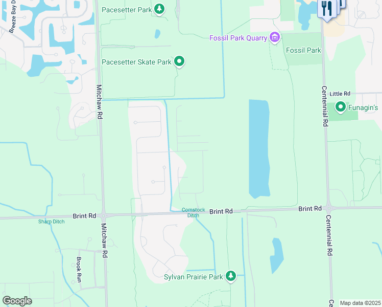 map of restaurants, bars, coffee shops, grocery stores, and more near 8732 Brint Road in Sylvania