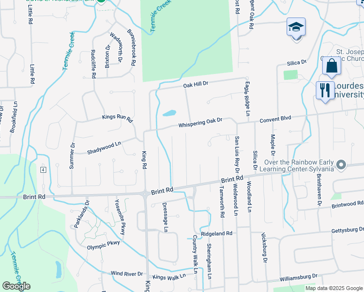 map of restaurants, bars, coffee shops, grocery stores, and more near 5138 Inland Drive in Sylvania