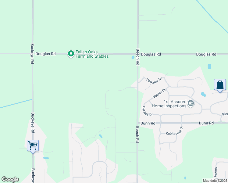 map of restaurants, bars, coffee shops, grocery stores, and more near 54225 Beech Road in Osceola