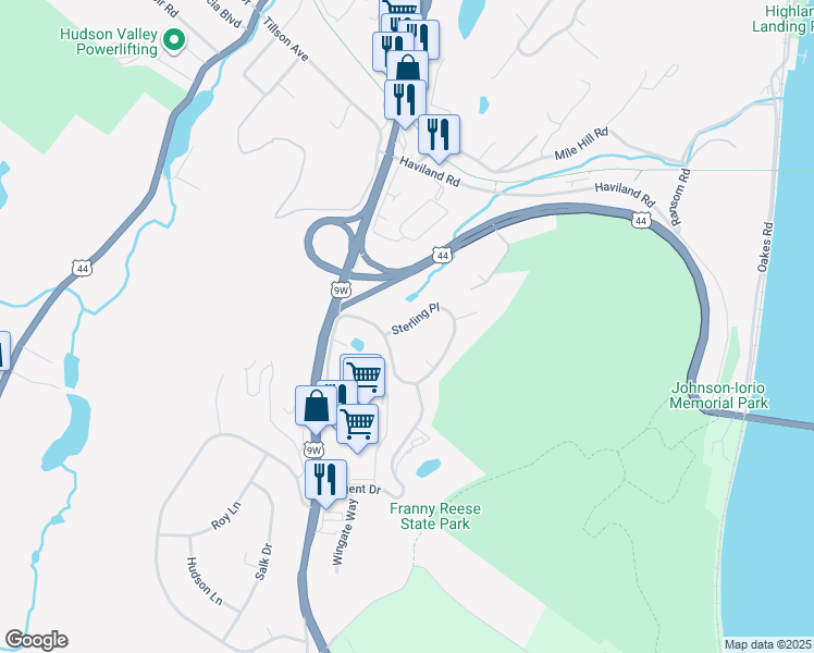 map of restaurants, bars, coffee shops, grocery stores, and more near 199 Sterling Place in Highland