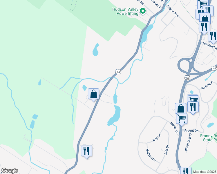 map of restaurants, bars, coffee shops, grocery stores, and more near 224 Vineyard Avenue in Highland