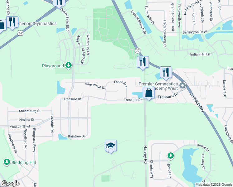 map of restaurants, bars, coffee shops, grocery stores, and more near 508 Crystal Court in Oswego
