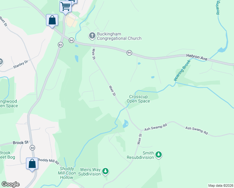 map of restaurants, bars, coffee shops, grocery stores, and more near 184 Weir Street in Glastonbury