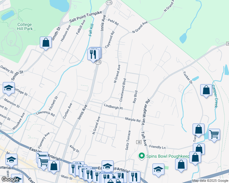 map of restaurants, bars, coffee shops, grocery stores, and more near 126 North Grand Avenue in Arlington