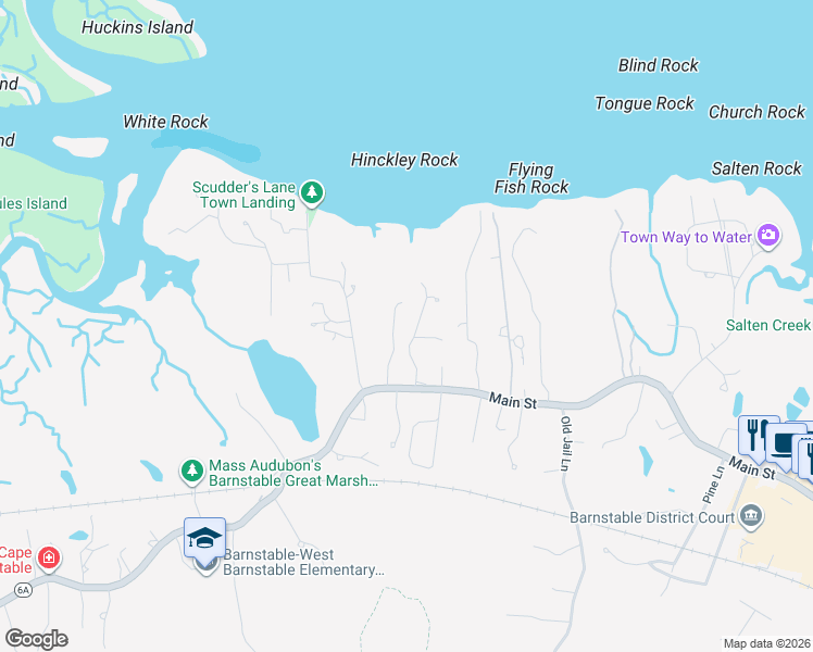 map of restaurants, bars, coffee shops, grocery stores, and more near 69 Allyn Lane in Barnstable