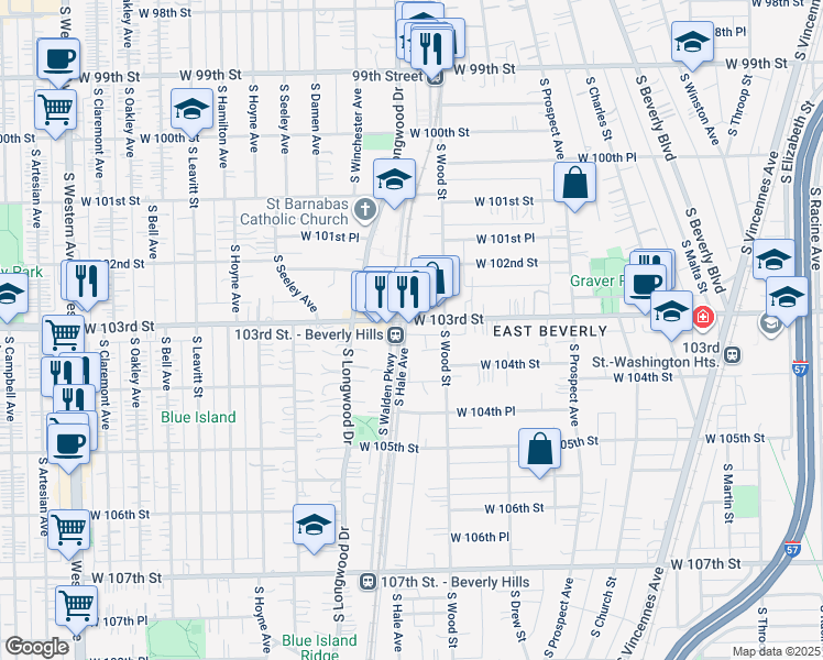 map of restaurants, bars, coffee shops, grocery stores, and more near in Chicago