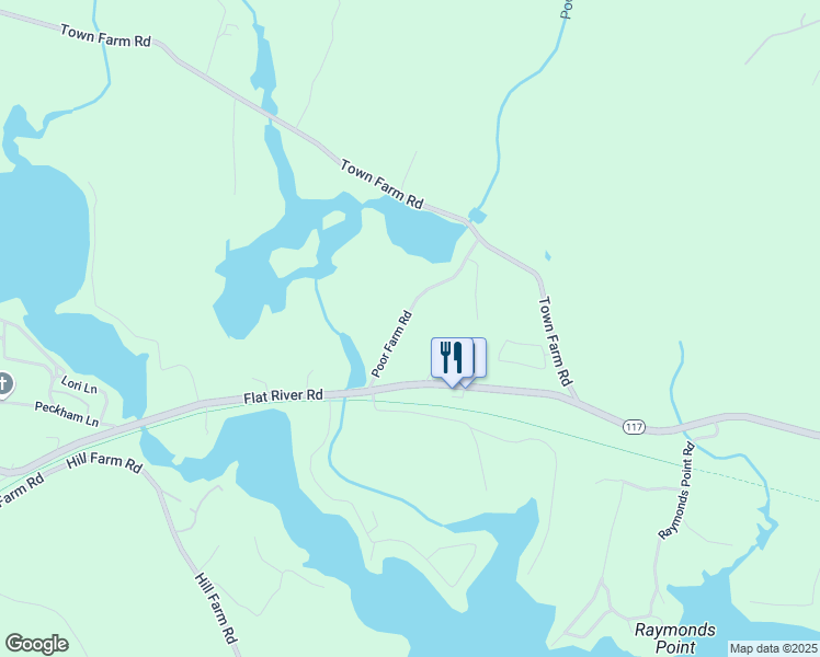 map of restaurants, bars, coffee shops, grocery stores, and more near 74 Poor Farm Road in Coventry