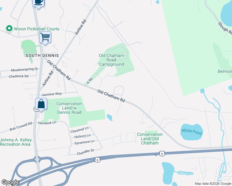 map of restaurants, bars, coffee shops, grocery stores, and more near 432 Old Chatham Road in Dennis