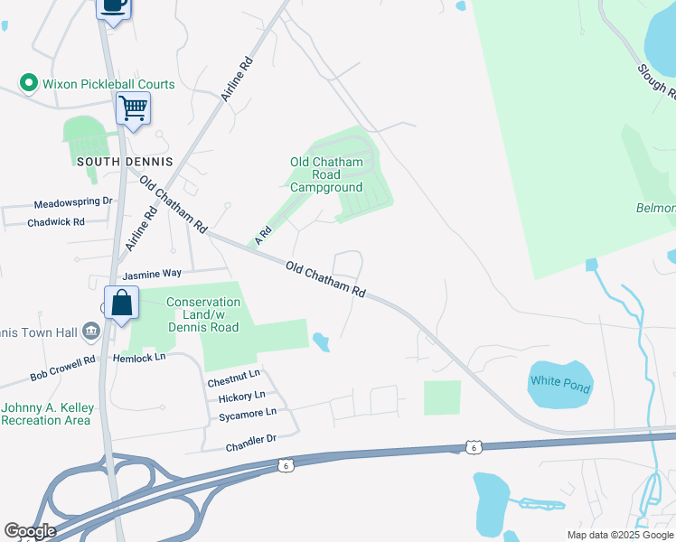 map of restaurants, bars, coffee shops, grocery stores, and more near 432 Old Chatham Road in Dennis