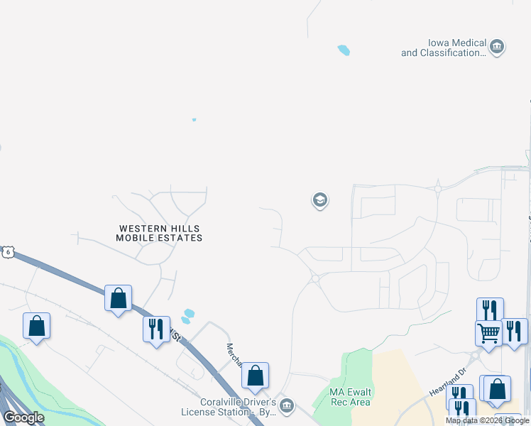map of restaurants, bars, coffee shops, grocery stores, and more near in Iowa City