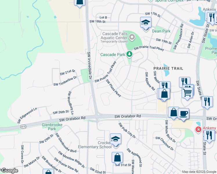 map of restaurants, bars, coffee shops, grocery stores, and more near 2401 Sw Vineyard in Ankeny