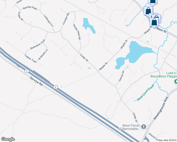 map of restaurants, bars, coffee shops, grocery stores, and more near 375 Cedar Street in Barnstable