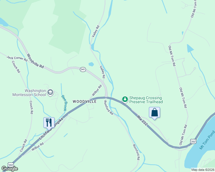 map of restaurants, bars, coffee shops, grocery stores, and more near 10 Warren Road in Washington