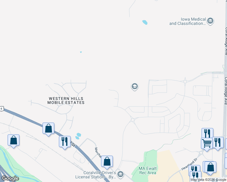 map of restaurants, bars, coffee shops, grocery stores, and more near in Iowa City