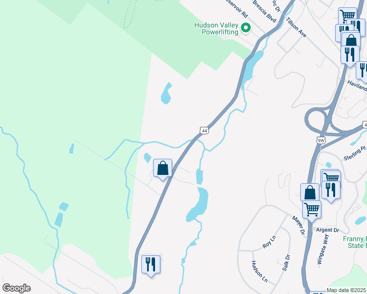 map of restaurants, bars, coffee shops, grocery stores, and more near 221 Vineyard Avenue in Highland