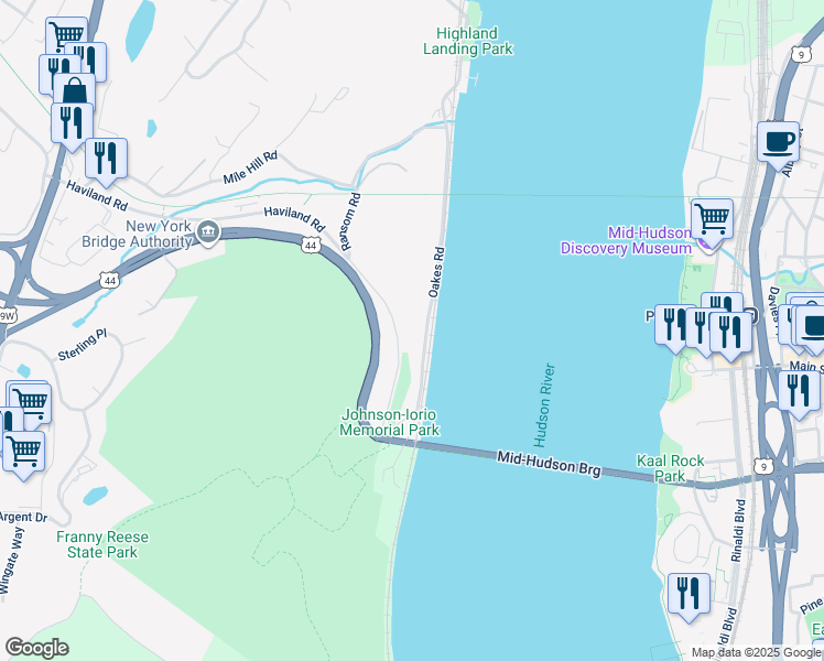 map of restaurants, bars, coffee shops, grocery stores, and more near 202-264 Haviland Road in Highland