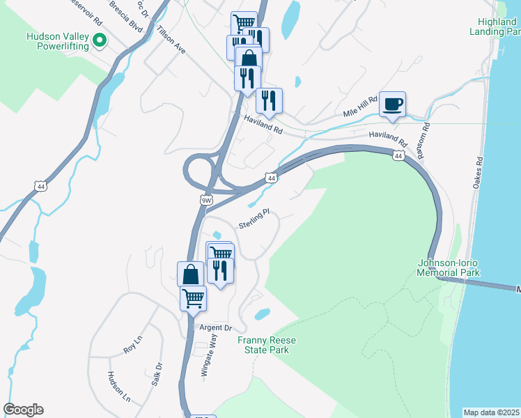 map of restaurants, bars, coffee shops, grocery stores, and more near 220 Sterling Place in Highland