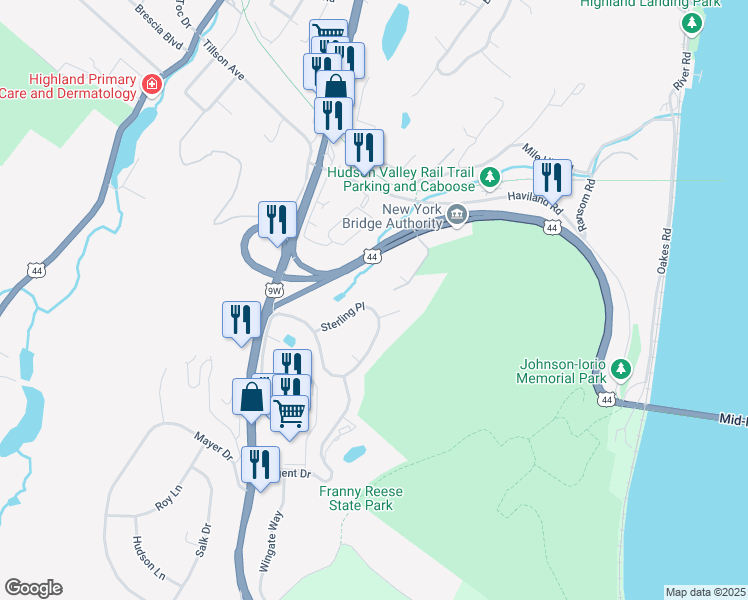 map of restaurants, bars, coffee shops, grocery stores, and more near 204 Sterling Place in Highland