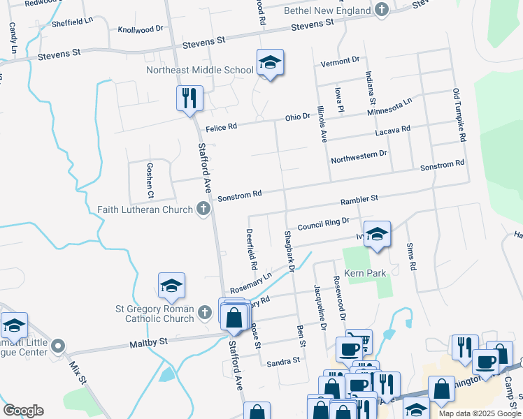 map of restaurants, bars, coffee shops, grocery stores, and more near 70 Sonstrom Road in Bristol