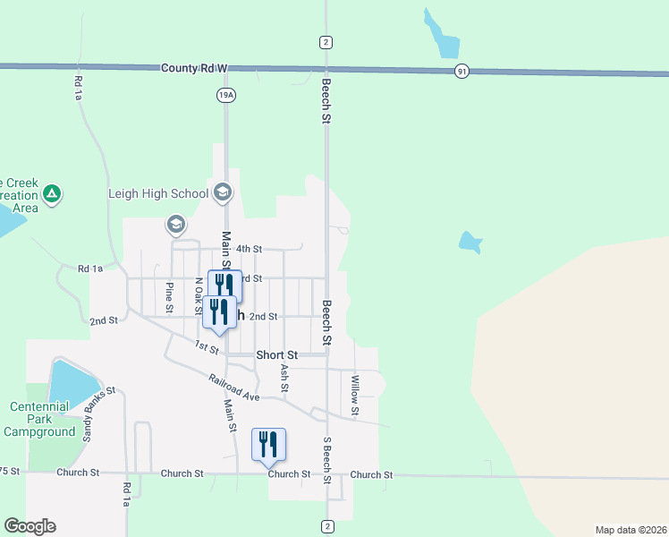 map of restaurants, bars, coffee shops, grocery stores, and more near 408 Beech Street in Leigh