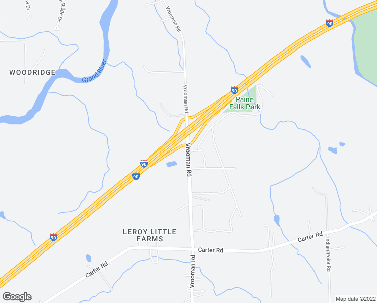 map of restaurants, bars, coffee shops, grocery stores, and more near 5739 Vrooman Road in Painesville