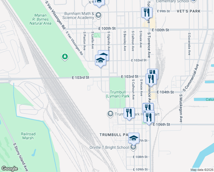 map of restaurants, bars, coffee shops, grocery stores, and more near 10314 South Oglesby Avenue in Chicago
