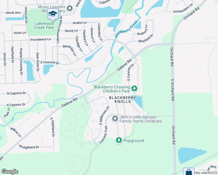 map of restaurants, bars, coffee shops, grocery stores, and more near 2843 Silver Springs Court in Yorkville