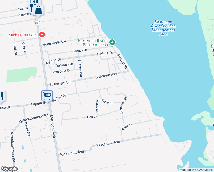 map of restaurants, bars, coffee shops, grocery stores, and more near 51 Michael Drive in Bristol