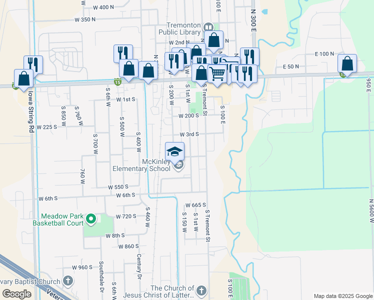 map of restaurants, bars, coffee shops, grocery stores, and more near 360 South 100 West in Tremonton