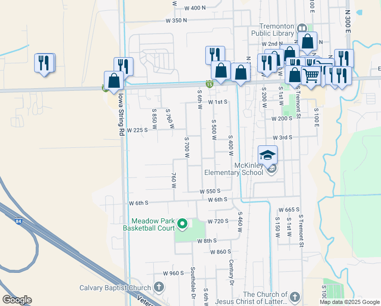 map of restaurants, bars, coffee shops, grocery stores, and more near 357 South 7th West in Tremonton