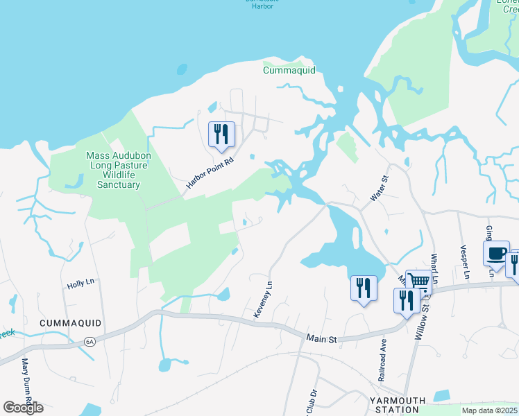 map of restaurants, bars, coffee shops, grocery stores, and more near 59 Otter Lane in Barnstable