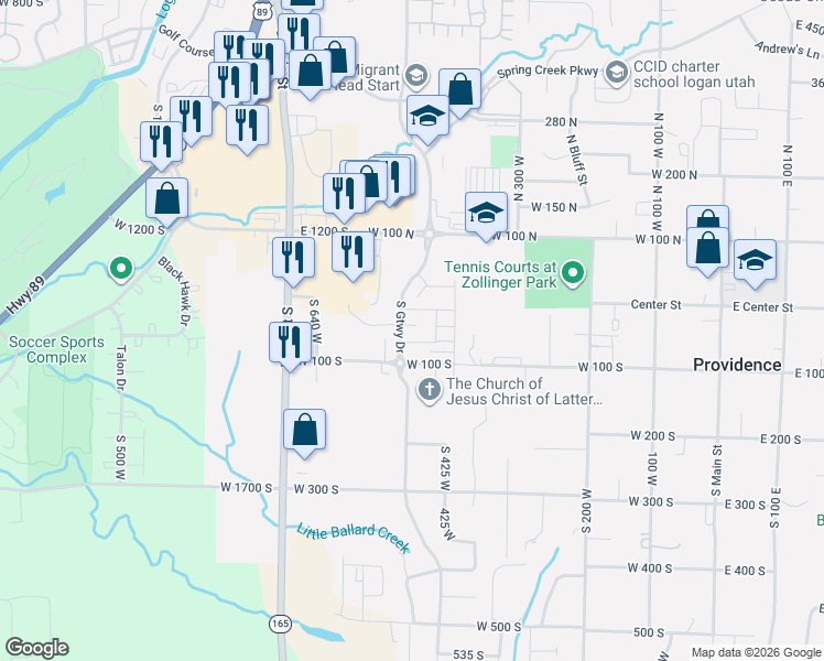 map of restaurants, bars, coffee shops, grocery stores, and more near 472 West 40 South in Providence