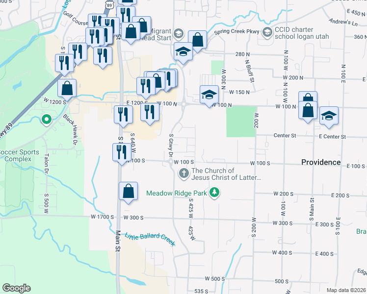 map of restaurants, bars, coffee shops, grocery stores, and more near 462 West 40 South in Providence