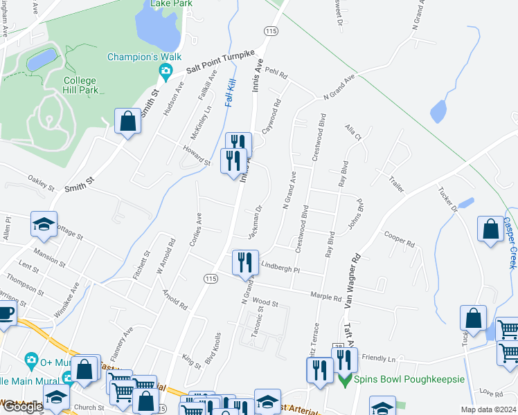 map of restaurants, bars, coffee shops, grocery stores, and more near 84 Jackman Drive in Arlington