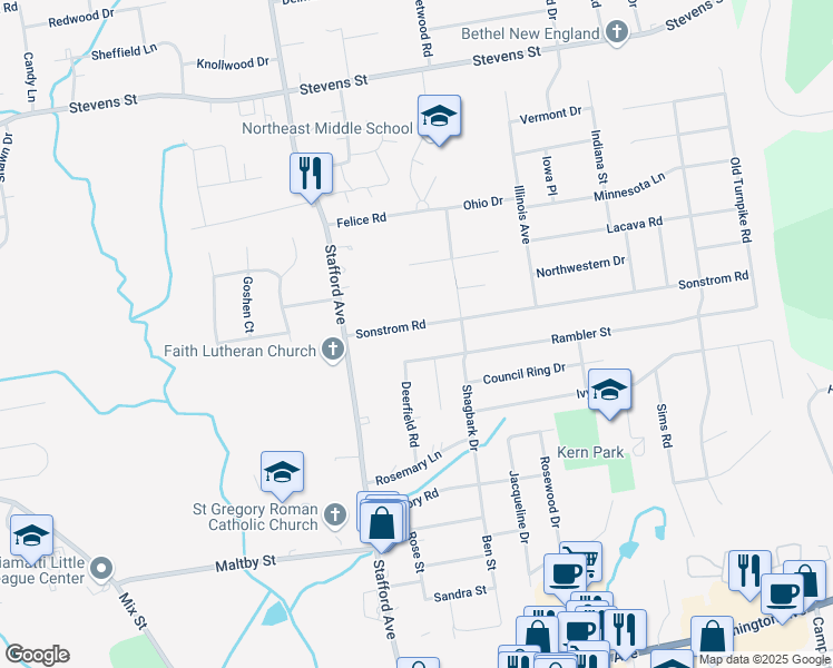 map of restaurants, bars, coffee shops, grocery stores, and more near 70 Sonstrom Road in Bristol