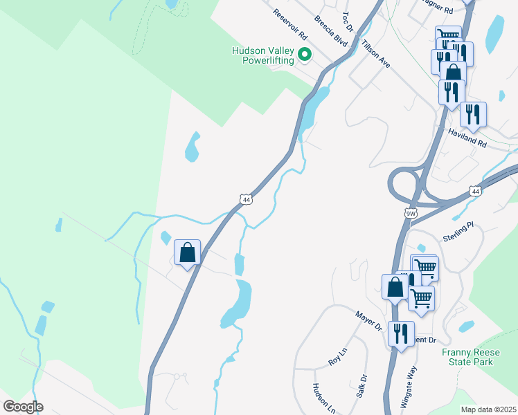 map of restaurants, bars, coffee shops, grocery stores, and more near 210 Vineyard Avenue in Highland