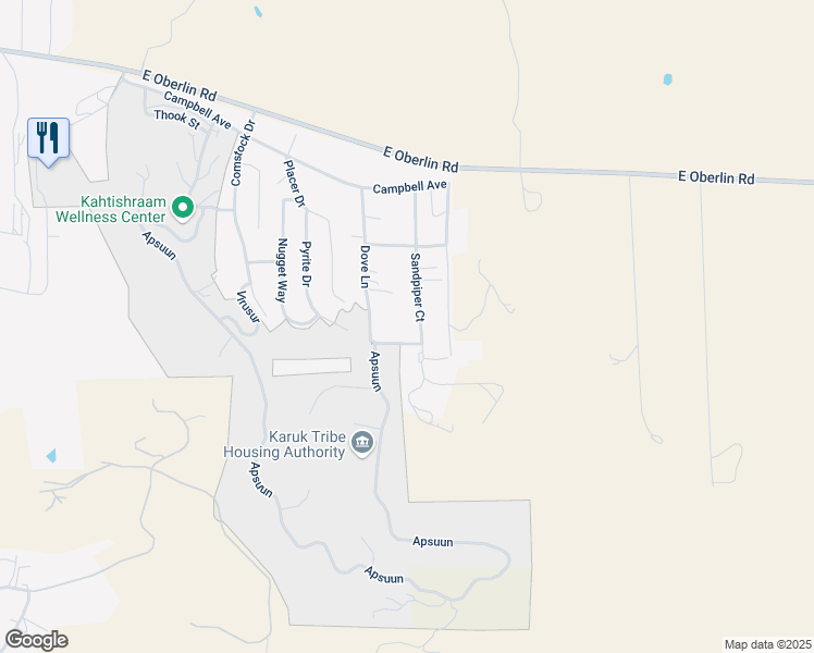 map of restaurants, bars, coffee shops, grocery stores, and more near 1601 Sandpiper Court in Yreka