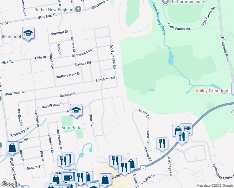 map of restaurants, bars, coffee shops, grocery stores, and more near 327 Ivy Drive in Bristol
