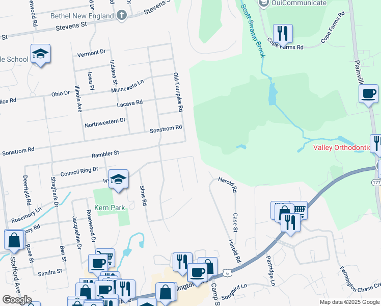 map of restaurants, bars, coffee shops, grocery stores, and more near 327 Ivy Drive in Bristol