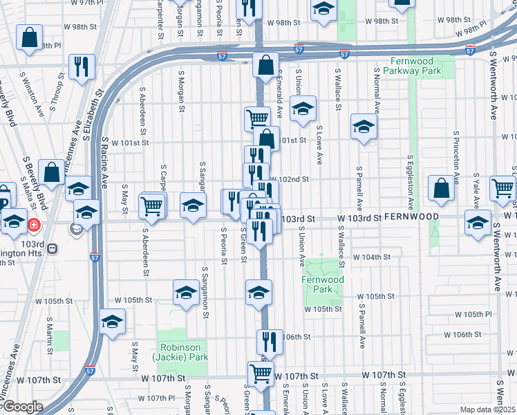 map of restaurants, bars, coffee shops, grocery stores, and more near in Chicago