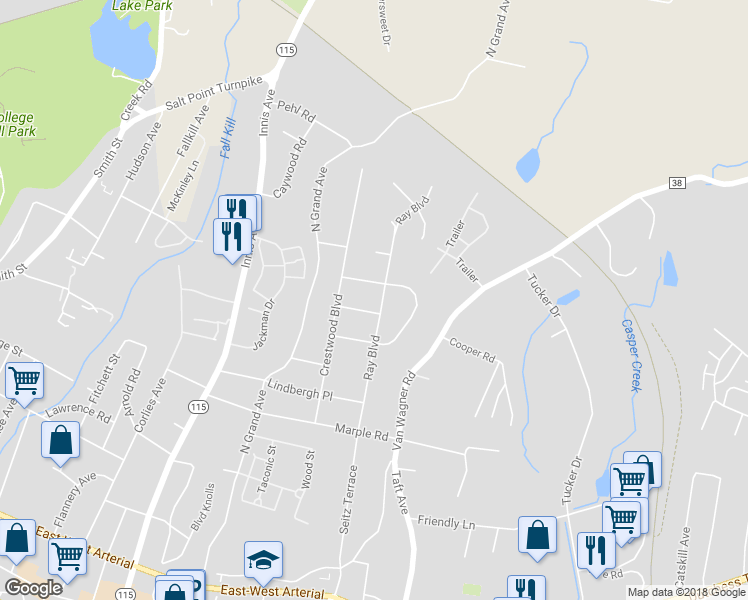 map of restaurants, bars, coffee shops, grocery stores, and more near 101 Ray Boulevard in Arlington