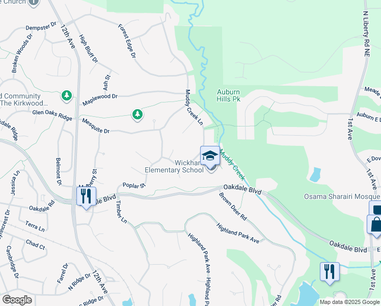 map of restaurants, bars, coffee shops, grocery stores, and more near 2410 Muddy Creek Ln in Coralville
