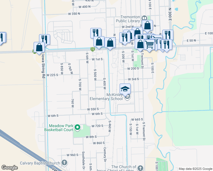 map of restaurants, bars, coffee shops, grocery stores, and more near 335 South 400 West in Tremonton